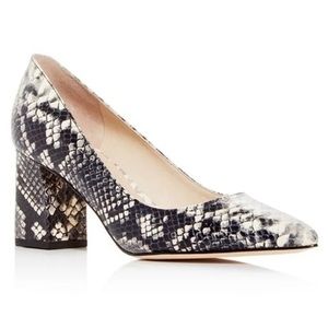 Marc Fisher Zala Block Heel Snakeskin Pointed Toe Pump